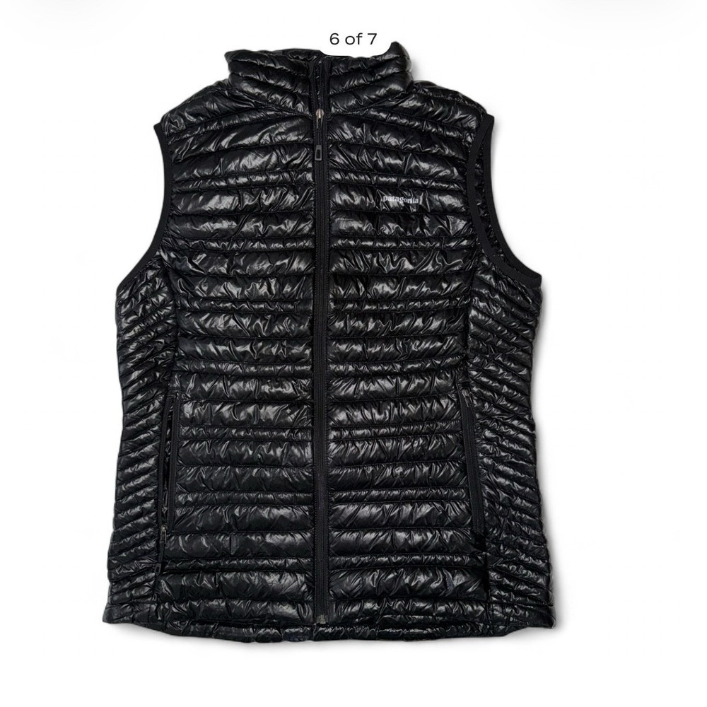 Women's Patagonia Puffer Vest Sleeveless Down Jacket Full Zip Size M Black *Read